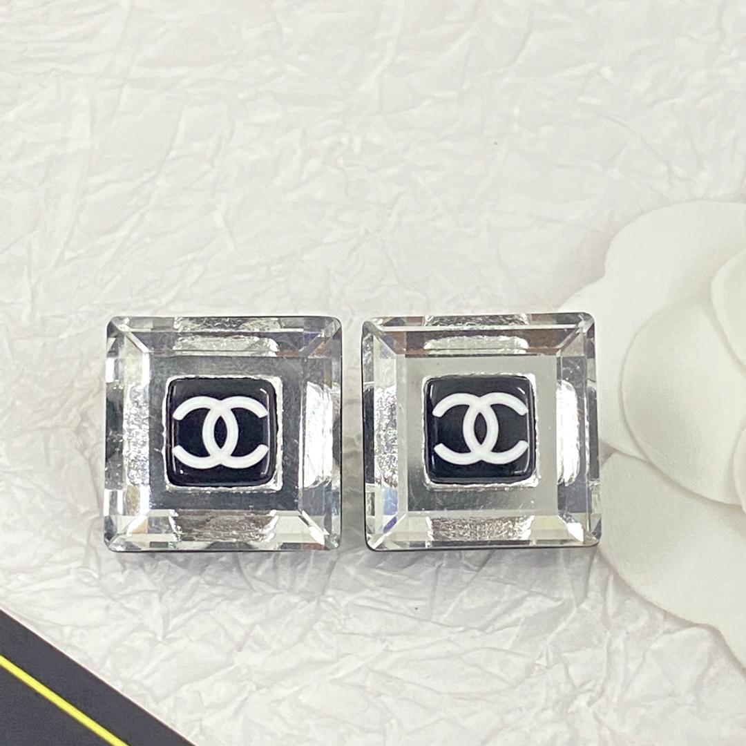 Chanel Cube Crystal Rock Candy Letter Earrings