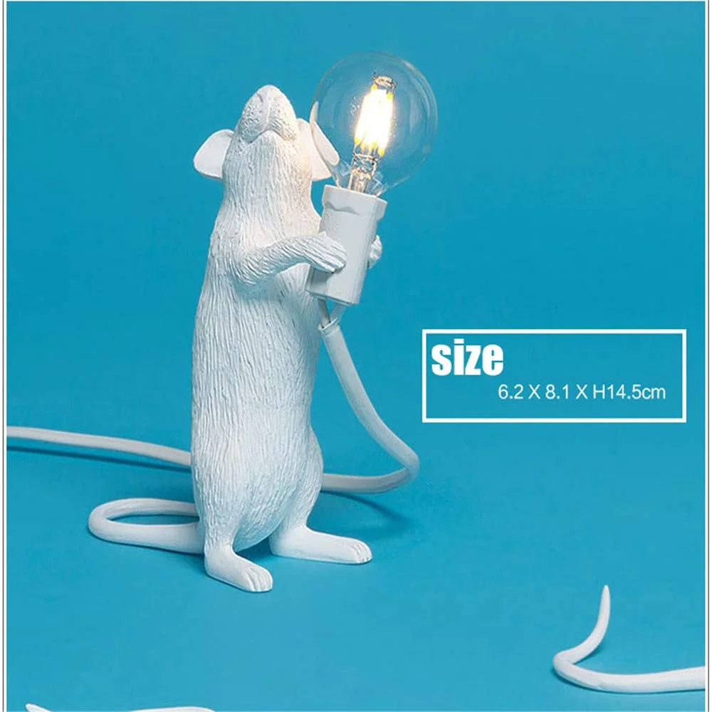 Table Lamp Set Mouse Shape Resin Creative Desk Light Bedside Lamp Light Bedside Gift Decoration LED Bedroom,Study Room Home Room Decor