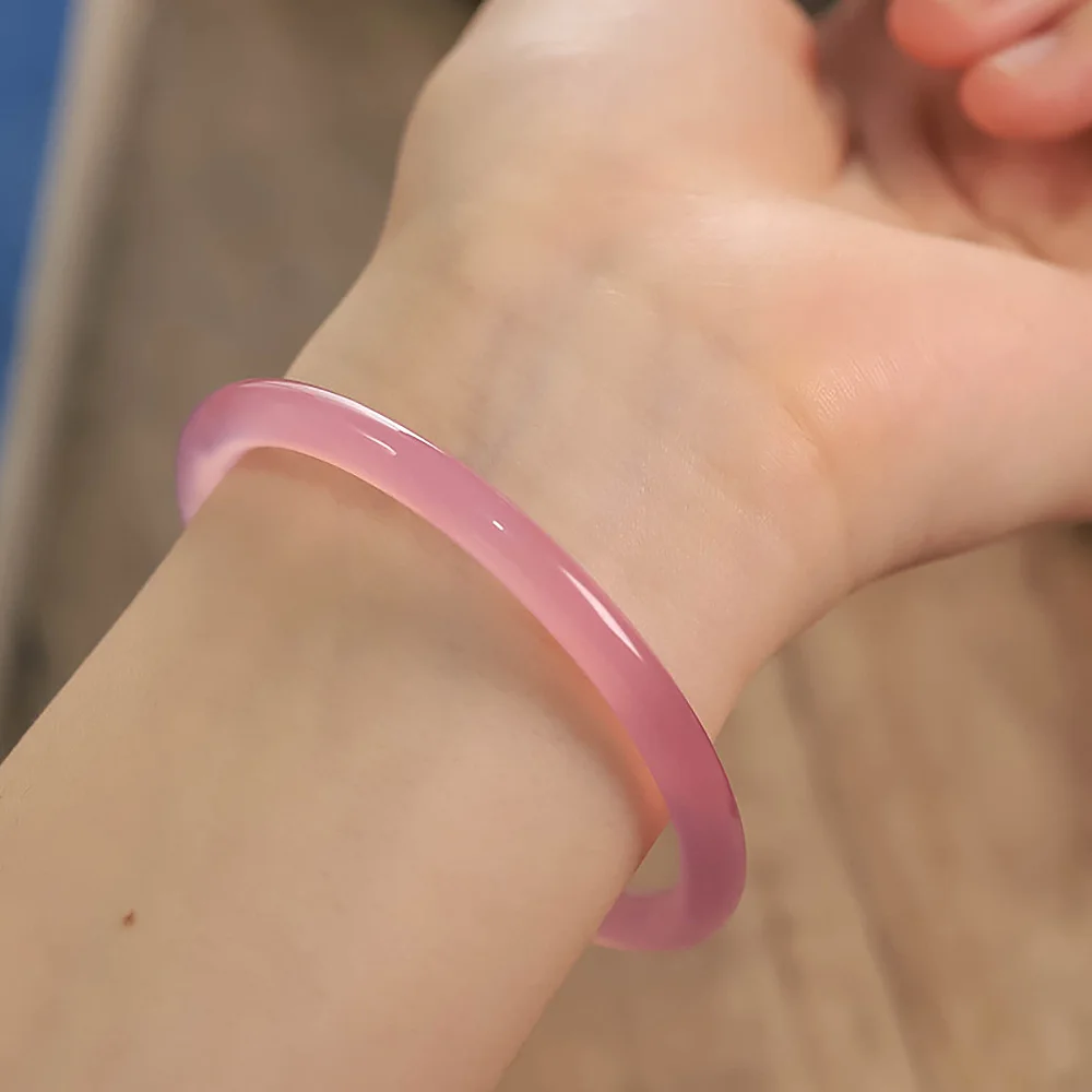 Natural Jade Pink Bangle Handring For Women Fashion Fine Jewelry Accessories Couple Bracelet Gift For Girlfriends Free Shipping