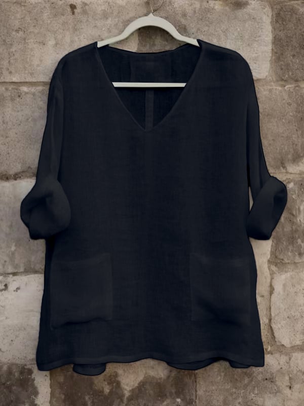 Women's Casual Solid Color V-Neck Multicolor Shirt Tops