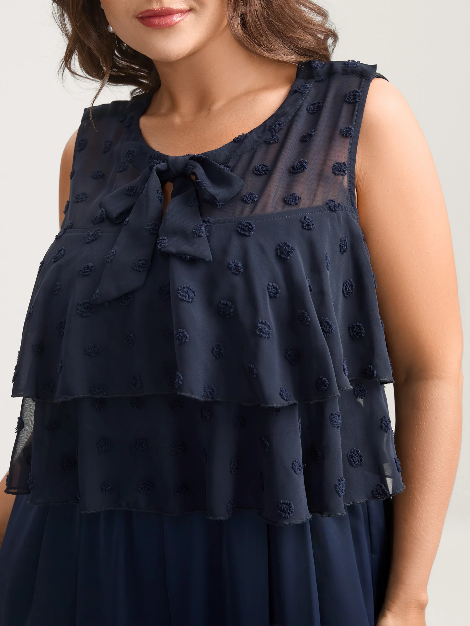 Polka Dots Adjustable Shoulder Sheer Jumpsuit