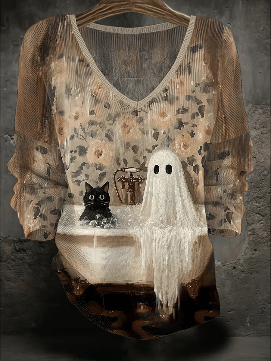 🔥Buy 3 Get 10% Off🔥Women's Halloween Ghost Print Sweater