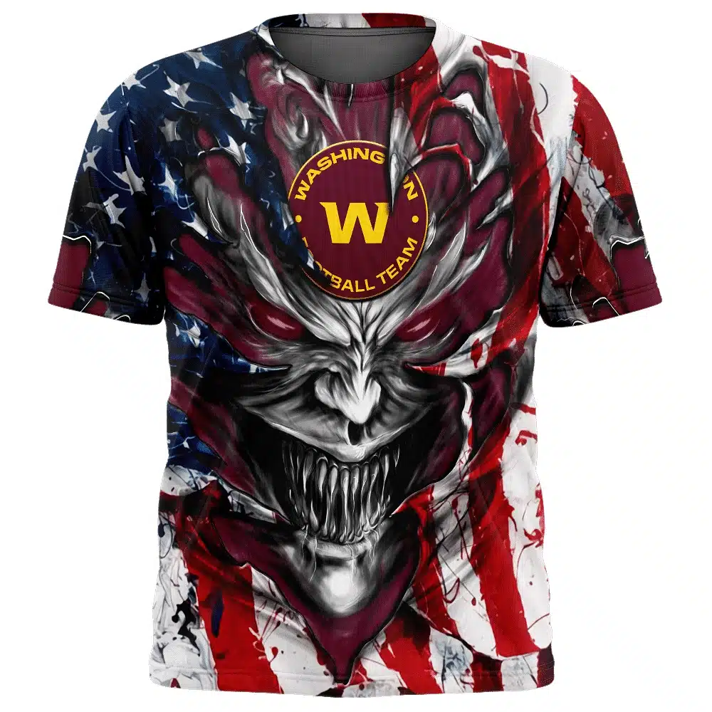 WASHINGTON DEMON FACE AMERICAN FLAG-3D UNISEX HOODIE
