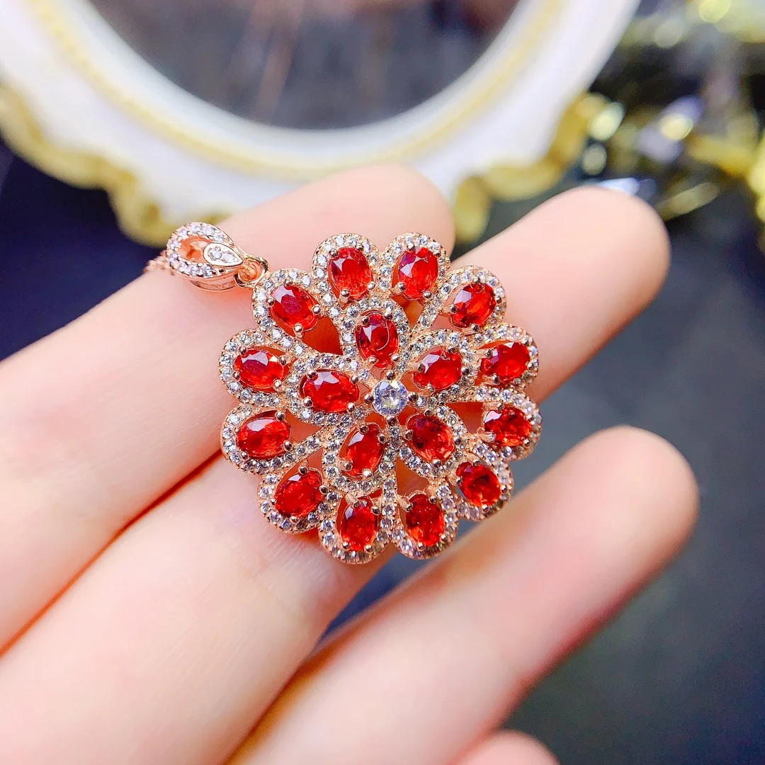 Ruby Necklace Women's Silver 925 Simple atmospheric jewelry Free shipping Women's Pendant gem Gift necklace Pendant