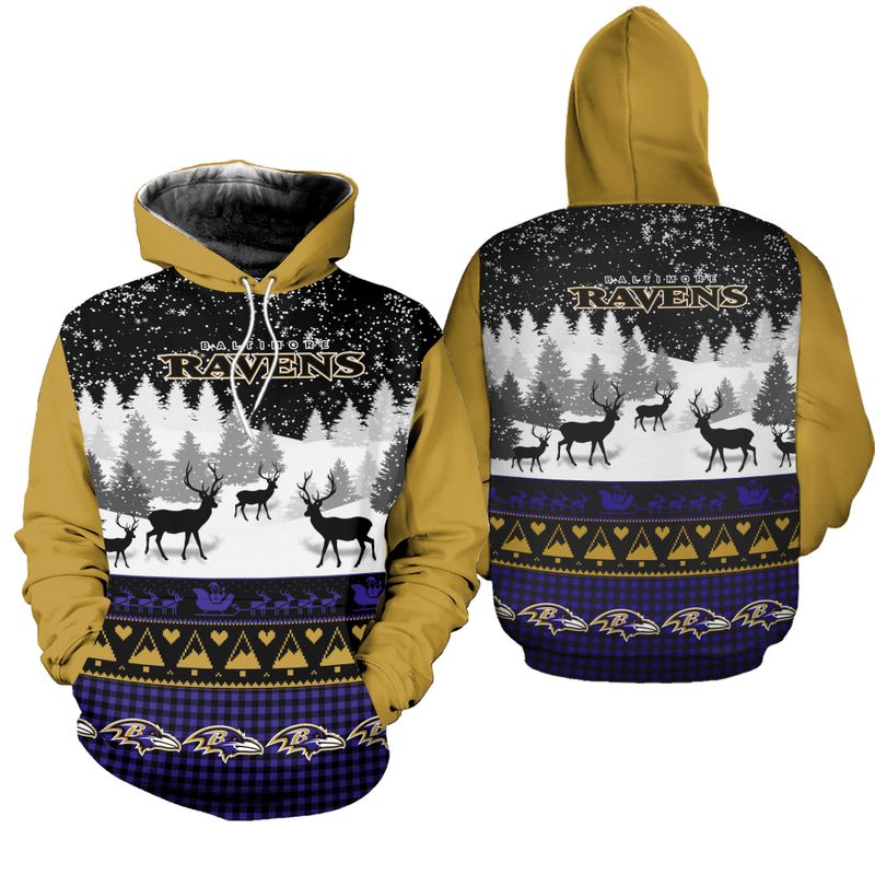 BALTIMORE RAVENS HOODIE 3D GIFT FOR XMAS