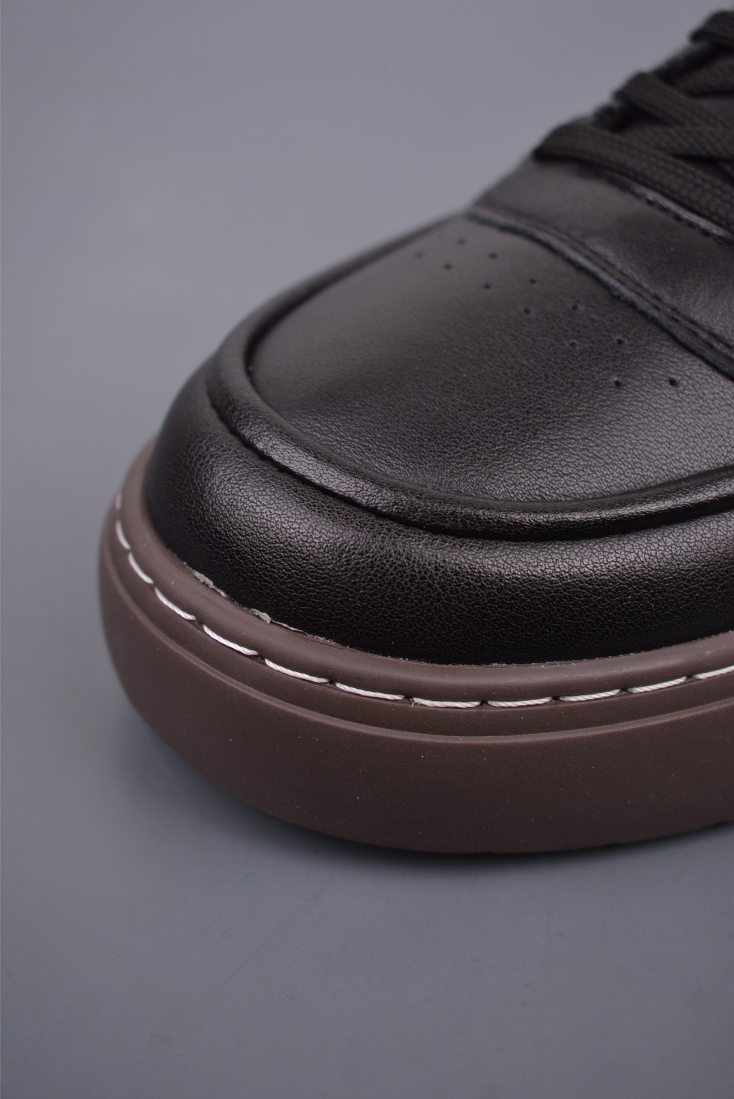 Prada PRAX 02 Triangle Logo Leather Sneakers Casual Sports Shoes Black Brown 3D989M_3LF5_FG000