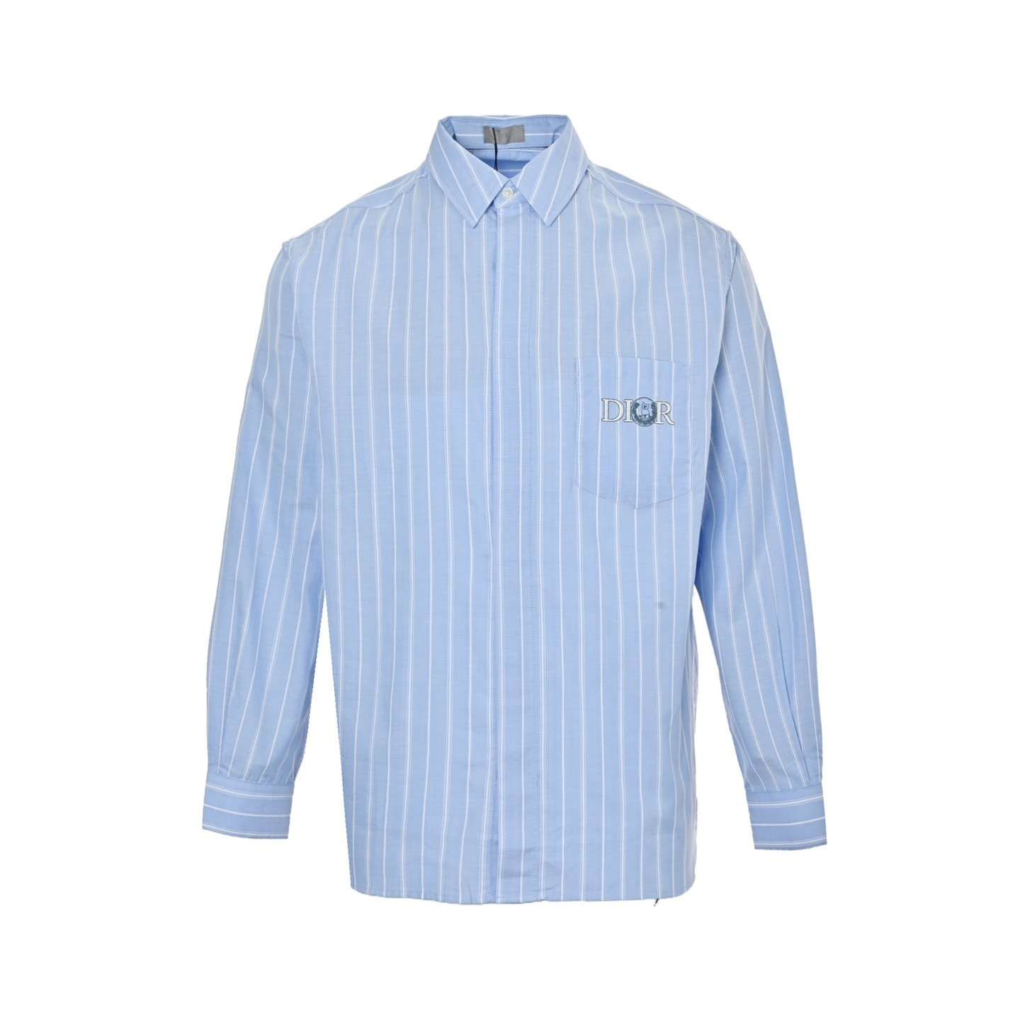 Dior 25ss blue cat embroidered striped shirt