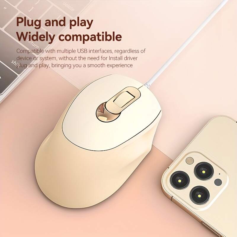 V2 Wired Mouse for Women - Pink USB-Powered Desk Mouse with RGB Lighting, Ergonomic Design & Anti-Slip Rubberized Coating, Compatible with Office Laptops, Gaming & Work, Mouse for Desk, Laptop Accessory, Sleek Appearance, Durable Plastic Body