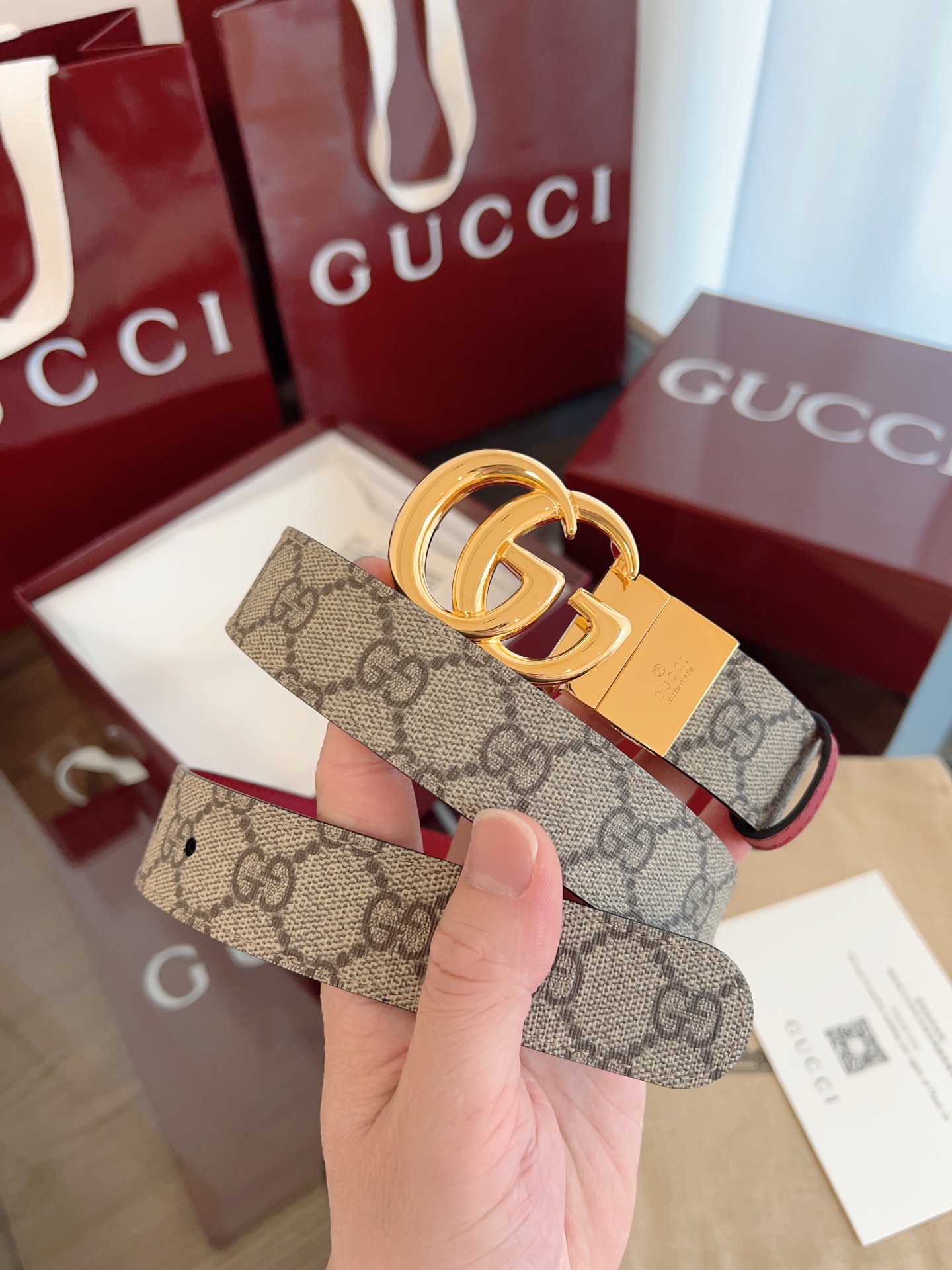 Gucci 2025 new double G buckle leather belt width 3.0cm