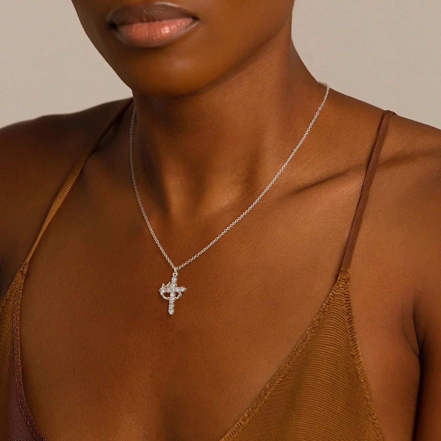🔥ON SALE🔥14k Gold Diamond Cross Crown Pendant Necklace
