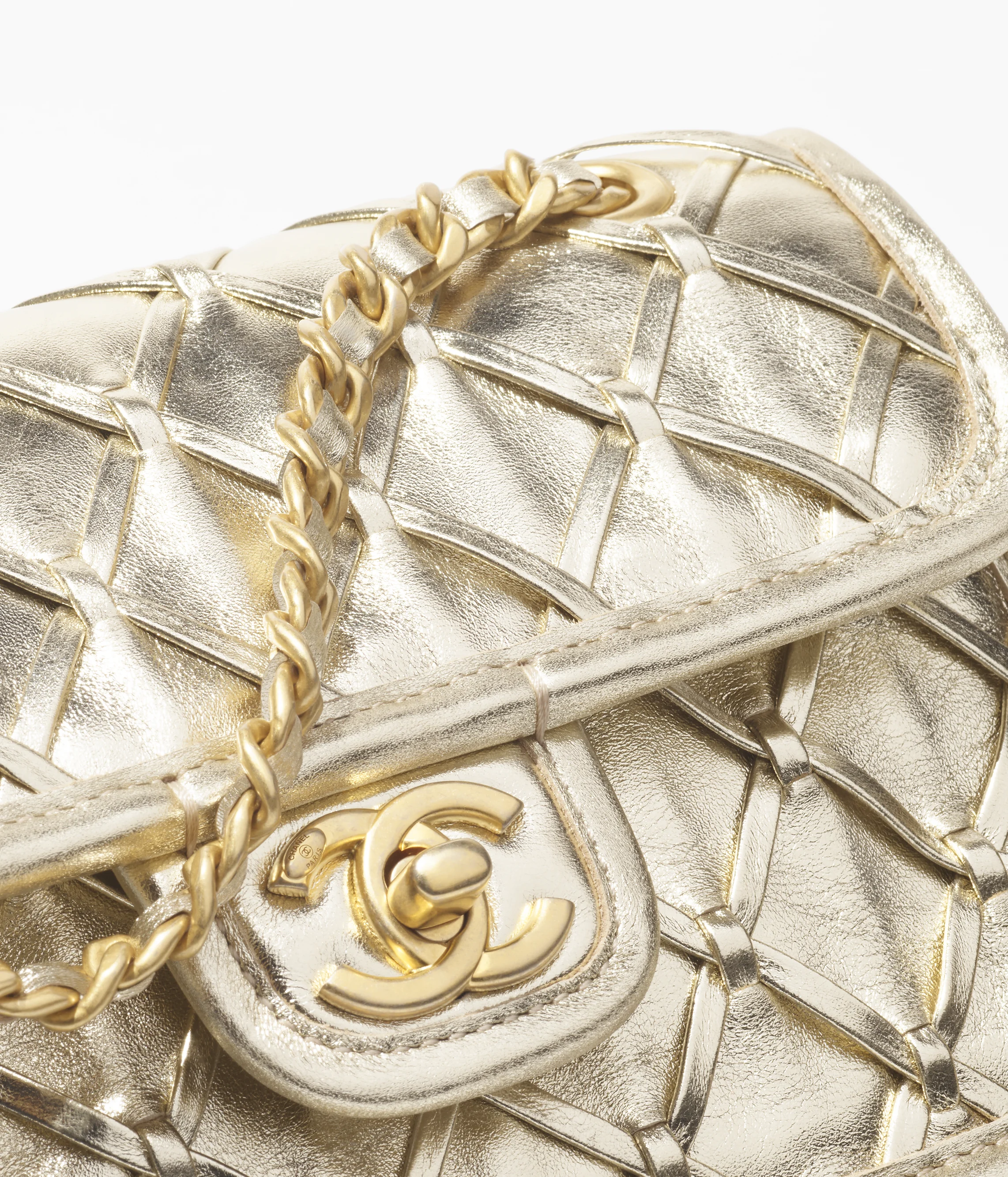 Chanel Mini Flap Bag Metallized Braided Calfskin & Gold-Tone Metal Gold AS4797-B20071-U0509
