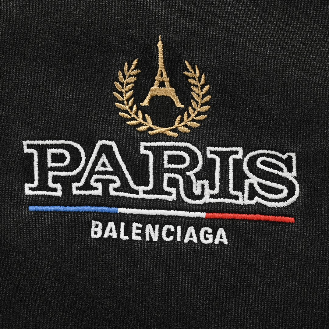 Balenciaga 24Fw wheat ear and iron tower embroidered washed zipper jacket