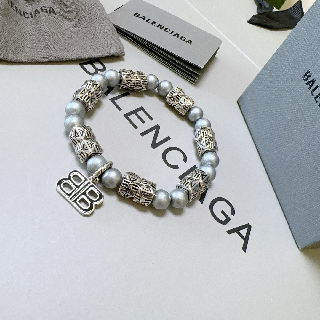 Balenciaga Liquid Metal Silver Pearl Bracelet