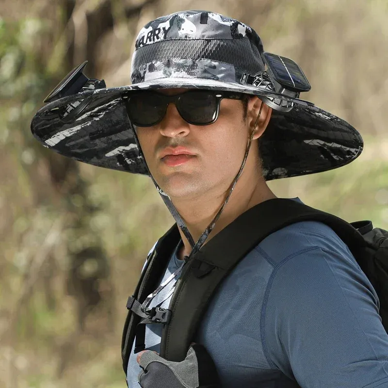 🔥EARLY SUMMER SALE 50% OFF⚡- Outdoor Wide Brim Sun Hat With Solar Fan