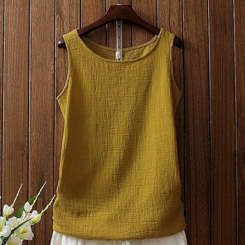 Texture Round Neck Comfy Casual Tank Top