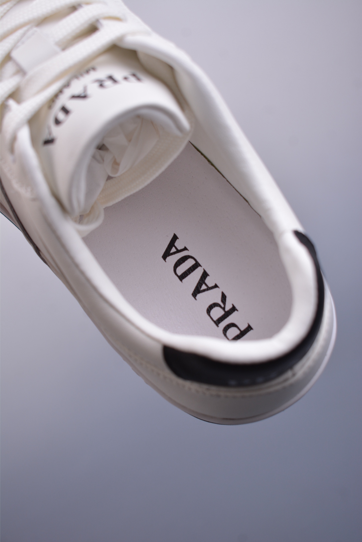 Prada low-top casual sneakers white and black LOGO COGNAC