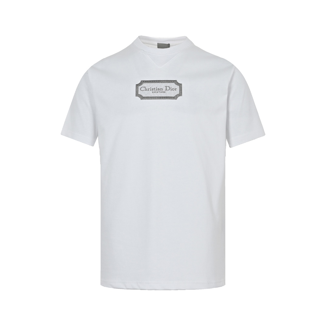 Dior 23ss embroidered silver logo short sleeve