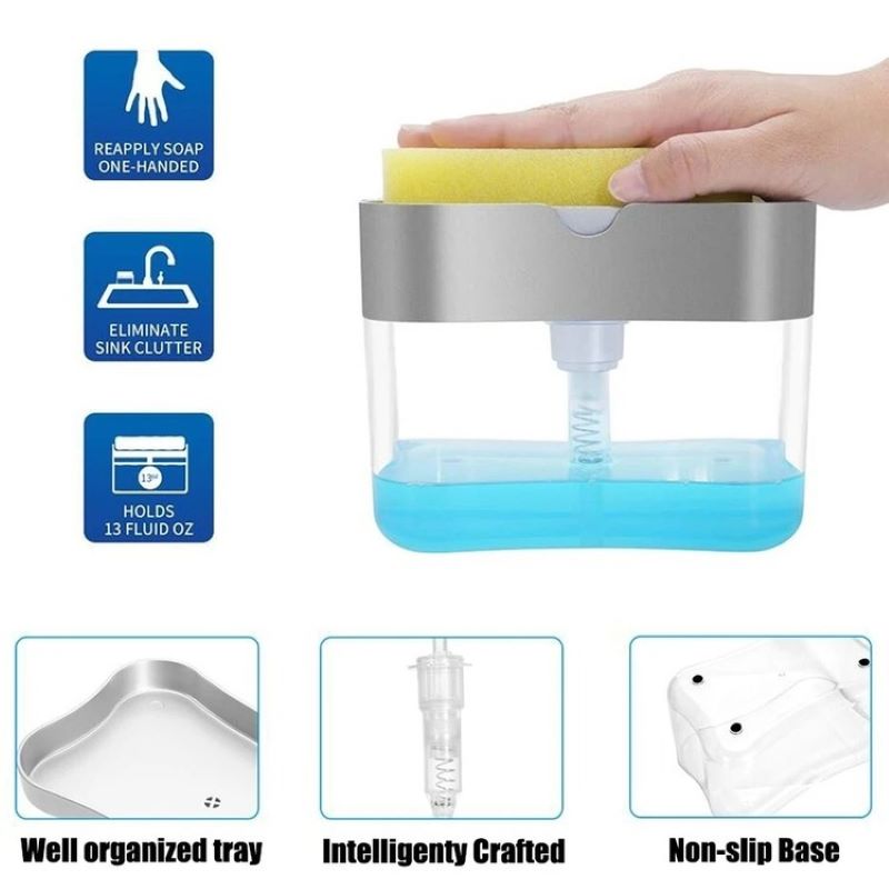 🔥45% OFF Last Day Sale -Soap Pump Dispenser With Sponge Holder-BUY 2 GET 1 FREE