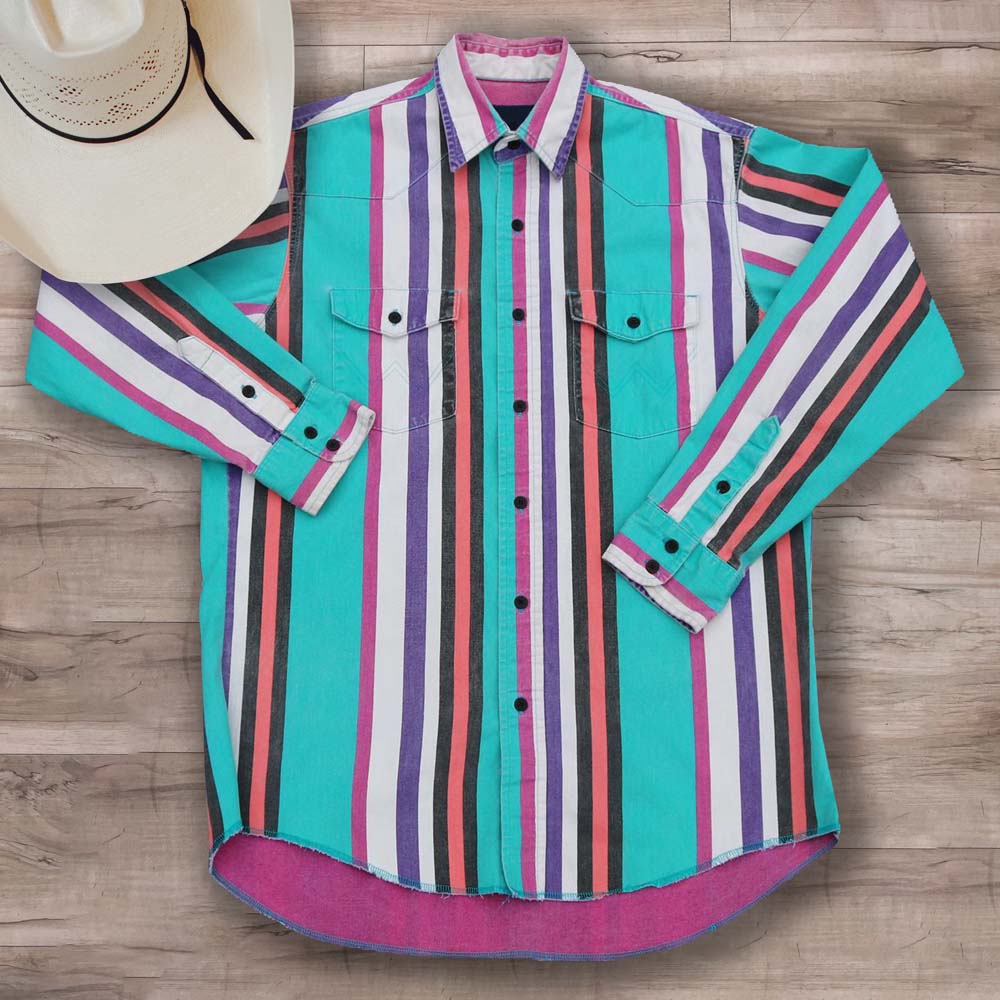 Men's casual colorful blue striped shirt