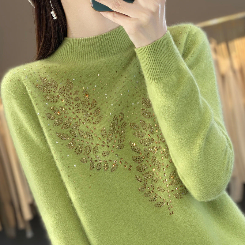 Women's Loose Versatile Semi-High Neck Knitted Sweater