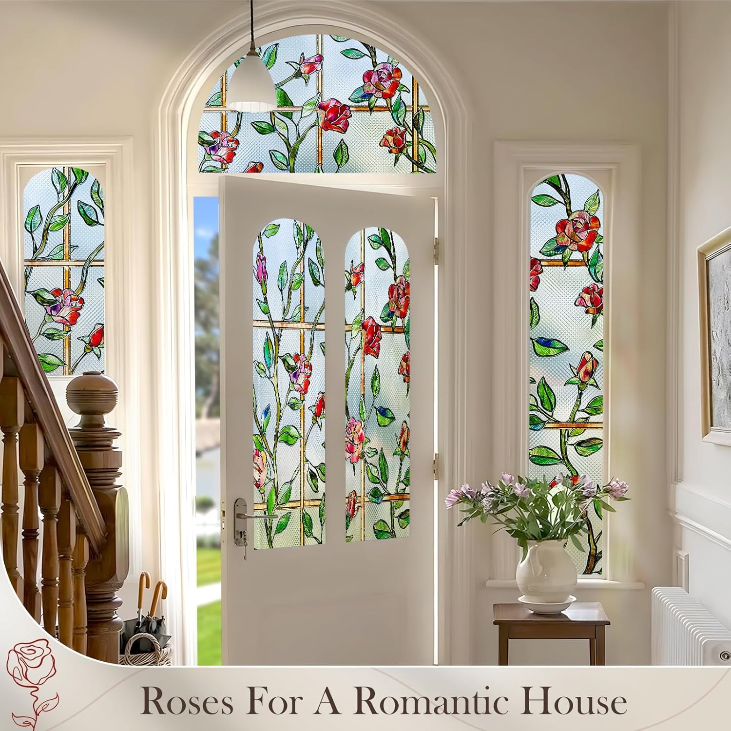 💥ON SALE💥- 3D Floral Stained Glass Window Film, Anti UV🪟🌸