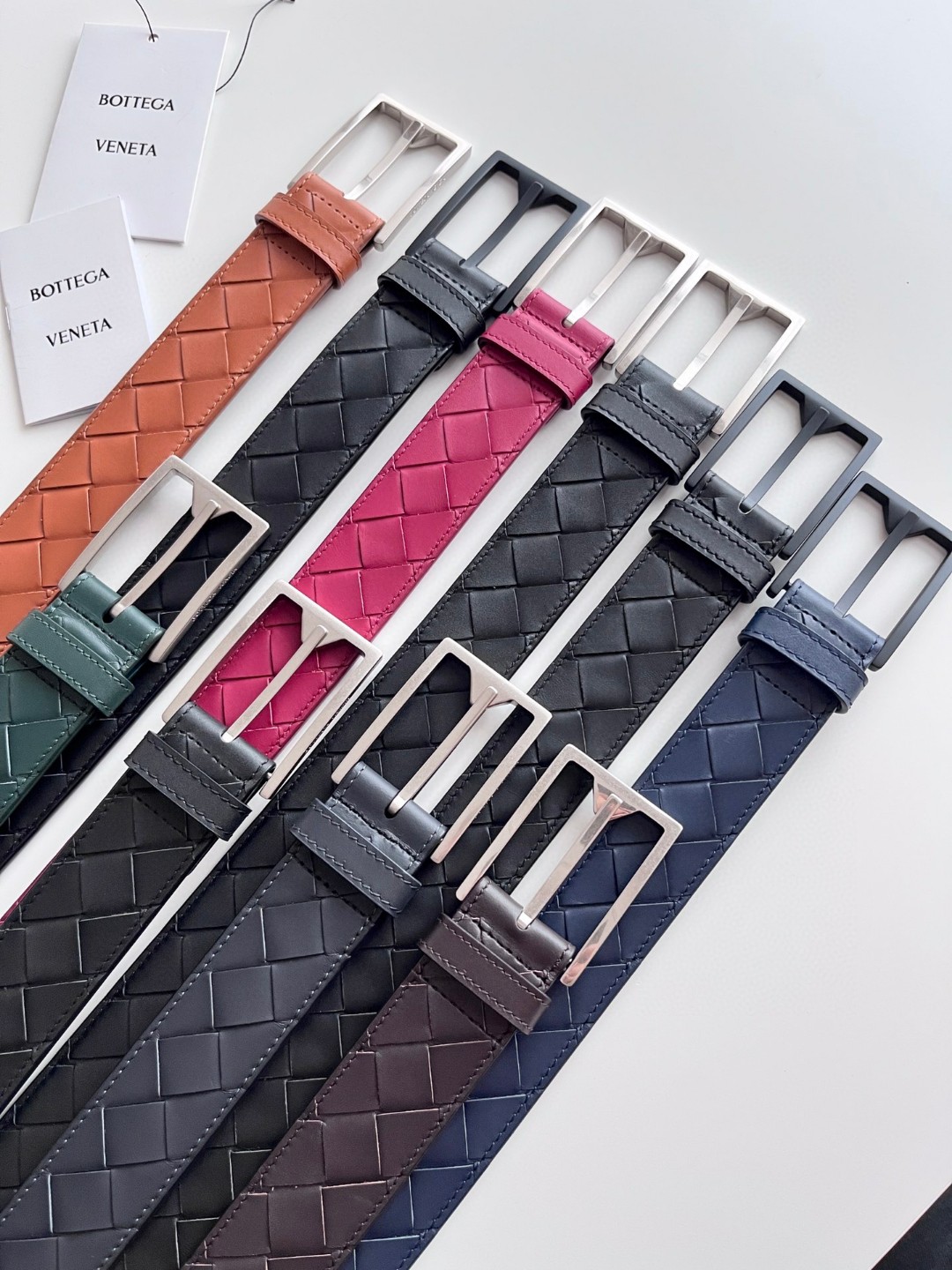 Bottega Veneta intreccio woven cowhide double-sided belt 3.5cm wide