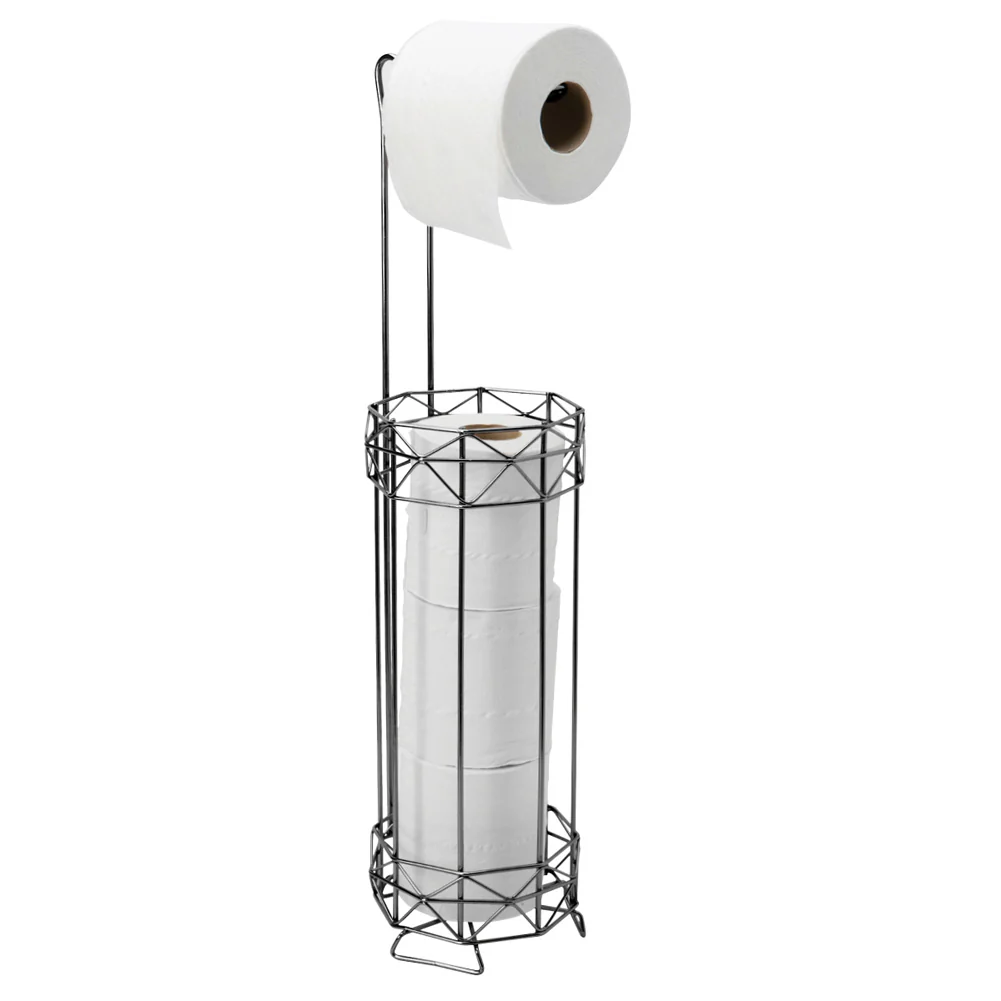 Bath Bliss Geometric Collection Toilet Tissue Holder, Black-Onyx, 6.3x6.3x24 Inches