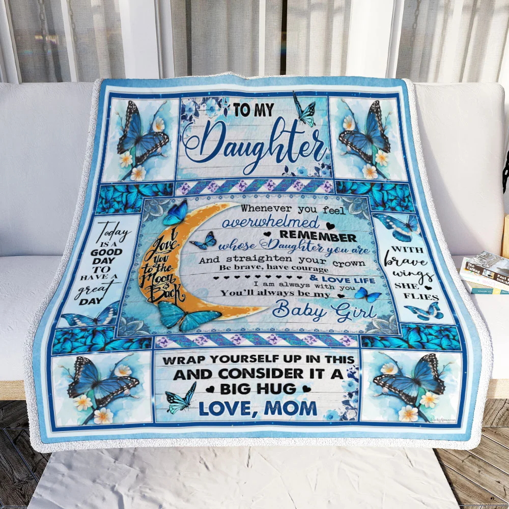 Mom To Daughter, With Brave Wings She Flies, Butterfly Sofa Throw Blanket