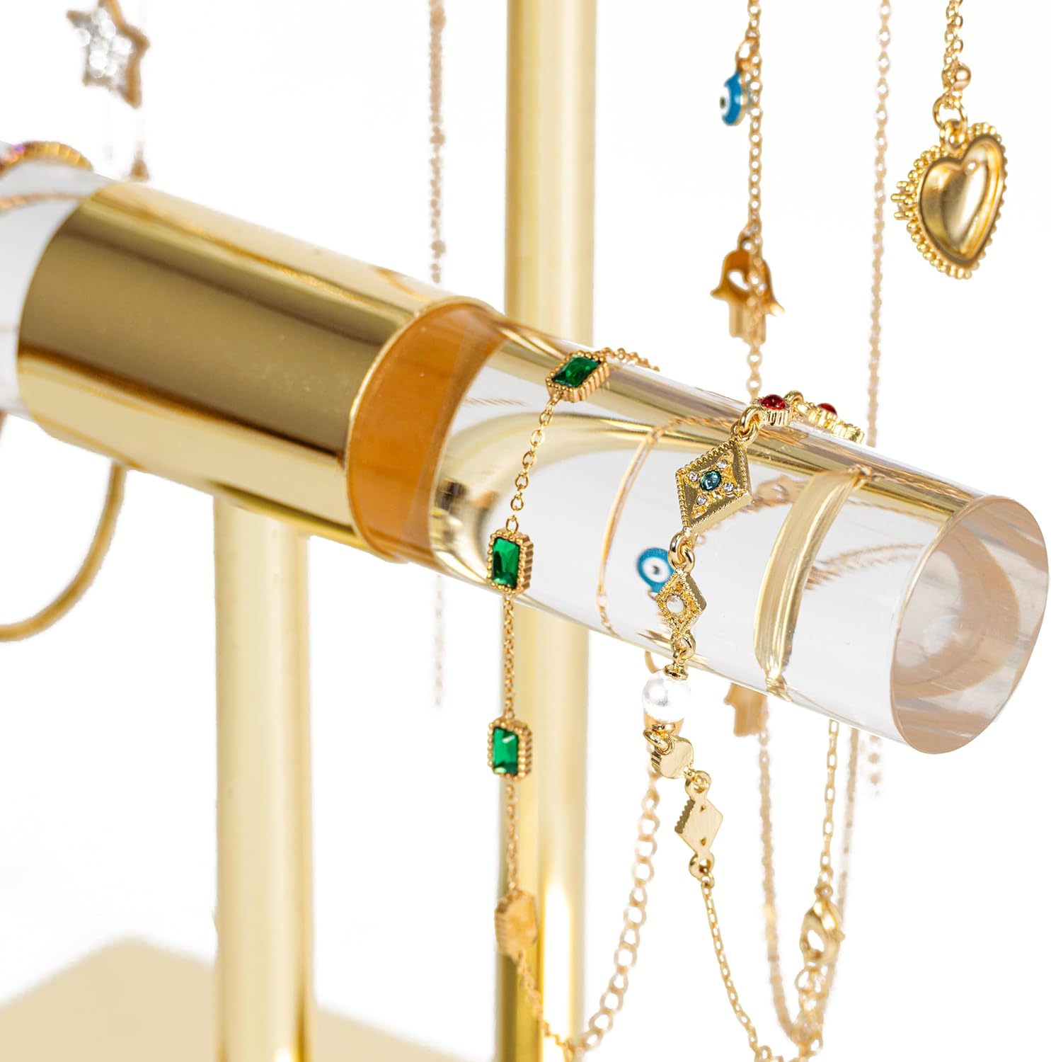 🔥Last Day 50% OFF🔥Shiny Gold Acrylic Jewelry Organizer Stand Display