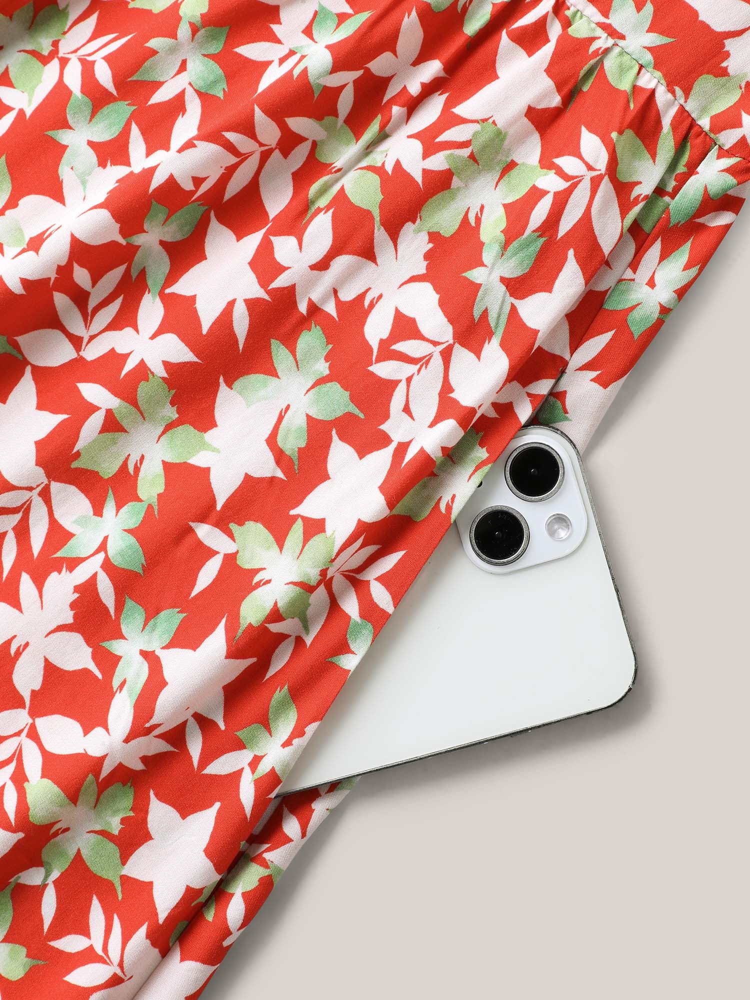 Floral Print Sleeveless Pockets Midi Dress