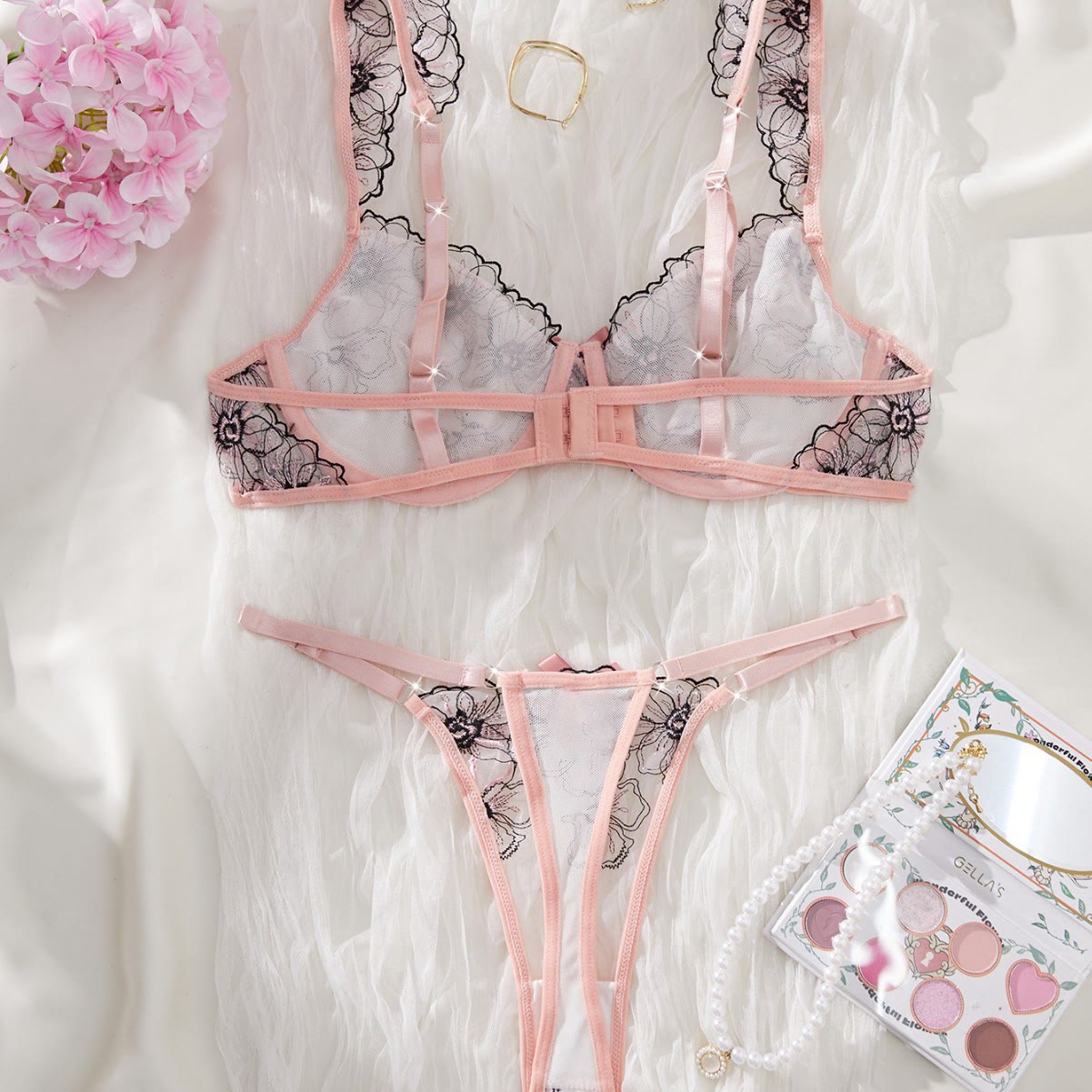 Flower See-through Bikini Lingerie
