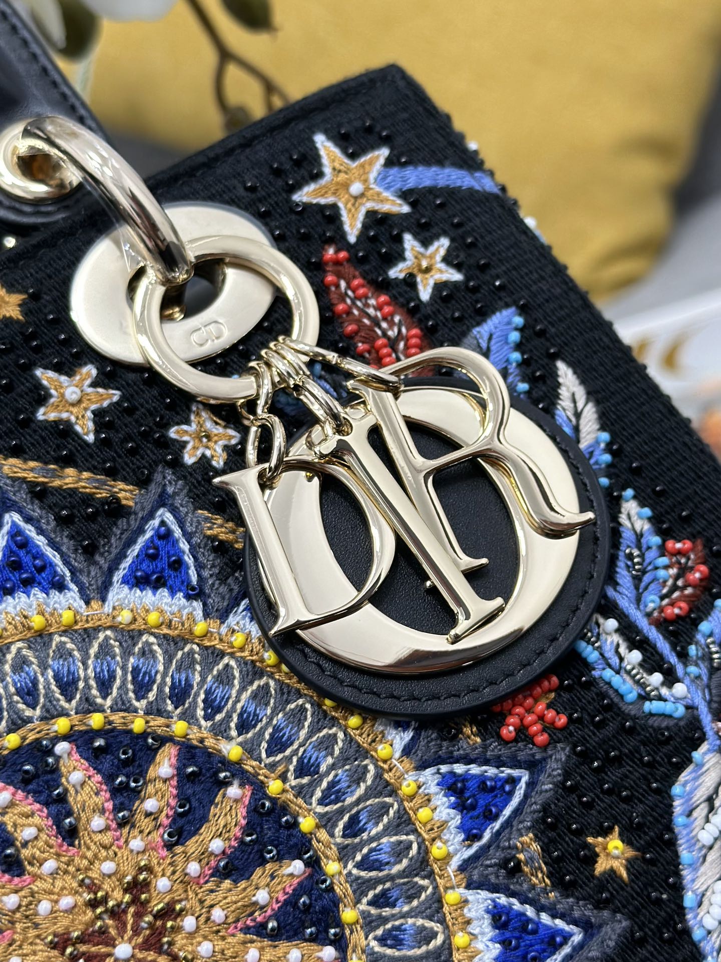 Dior Lady Dior five-grid embroidered star and moon beads Lady Dior bag M0565
