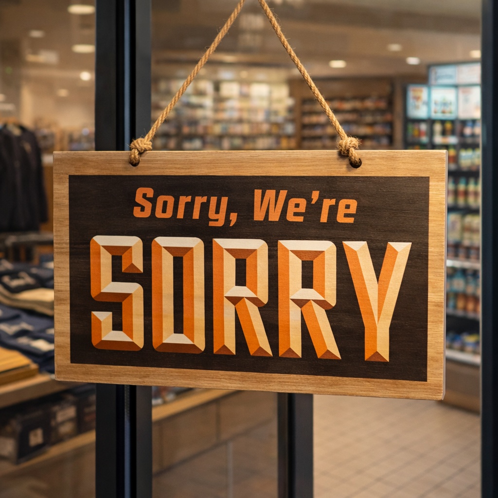 Sorry We’re Sorry Sign