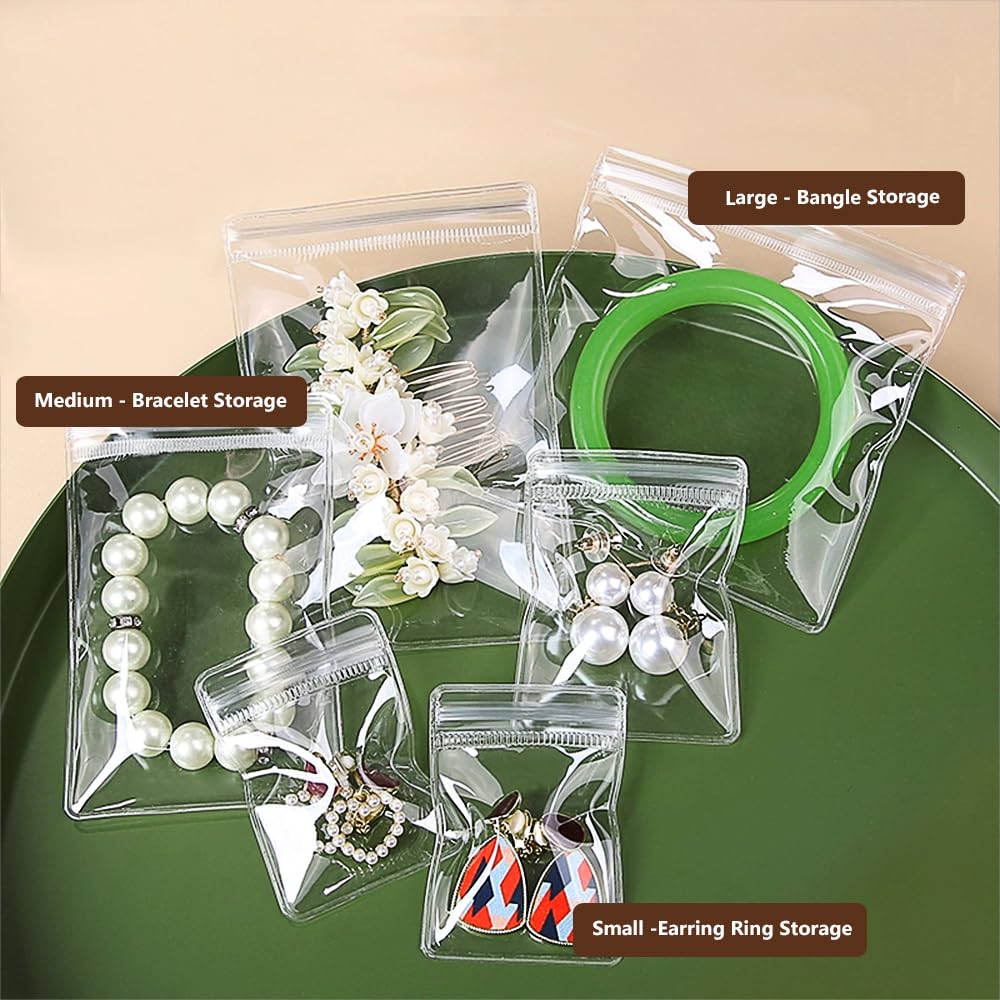 Portable rustproof jewelry bags in various sizes - Set of 10