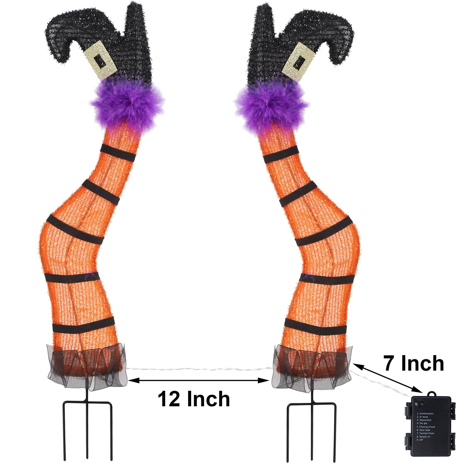 Halloween Lighted Wicked Witch Legs with Stakes - Height- 22