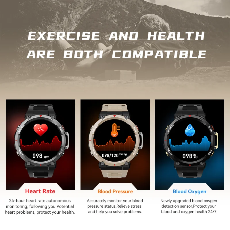 2024 New outdoor HD Bluetooth call men's smartwatch 1.48inch full screen touch heart rate and blood pressure monitoring + box