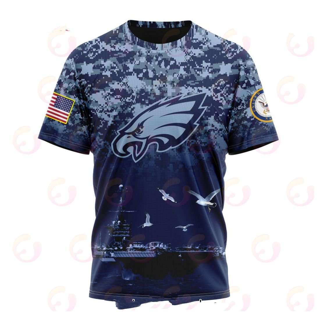 PHILADELPHIA EAGLES 3D HOODIE HONOR US NAVY VETERANS