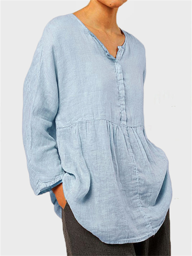 Comfy A Line Pleated Button Up Tunic