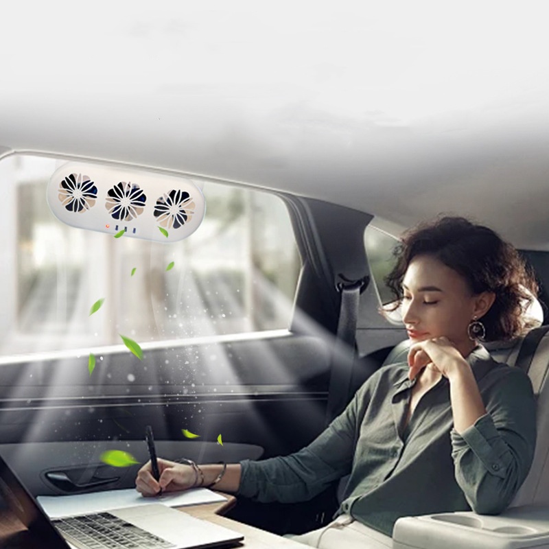 🔥Last Day 60% OFF🔥New Car Solar Powered Exhaust Fan-Radiator Cooling Fan with Three Air Outlets