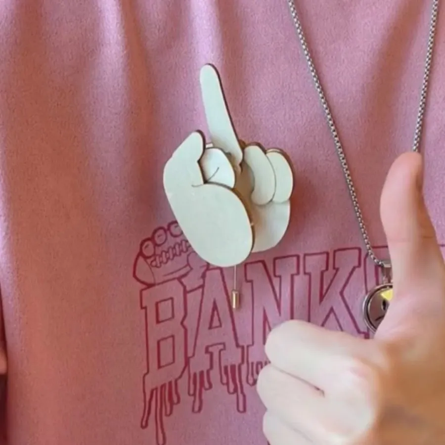 ✨Hot Sale 50% OFF--🤣Funny Wooden Finger Brooch 🔥BUY 5 GET 3 FREE🔥