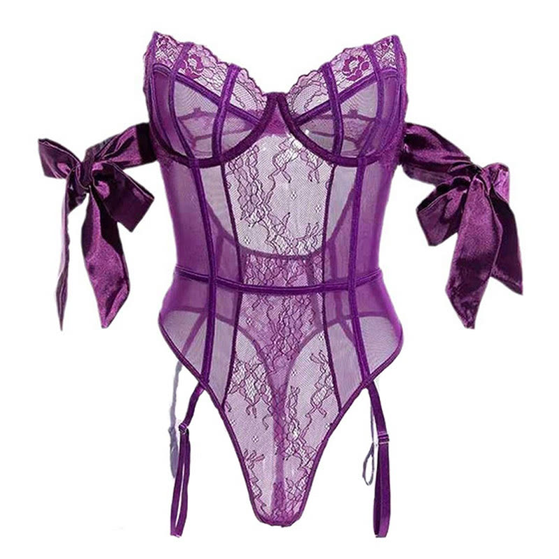 Lace See-through Jumpsuit Lingerie Set