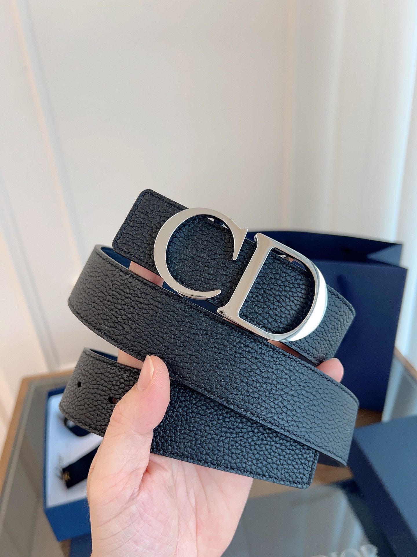 Dior double-sided leather belt 3.5CM wide