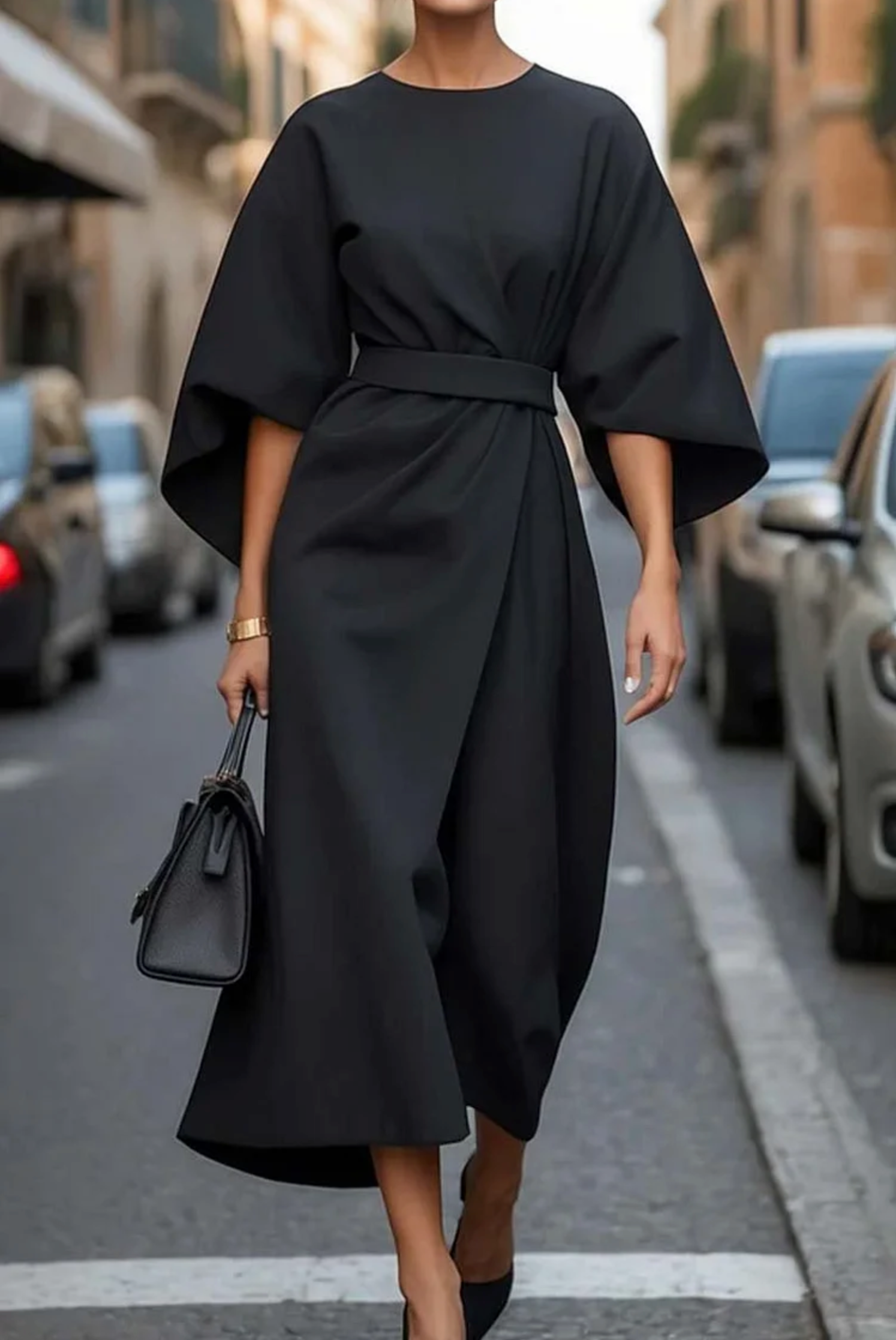 Lantern-Sleeve Dress