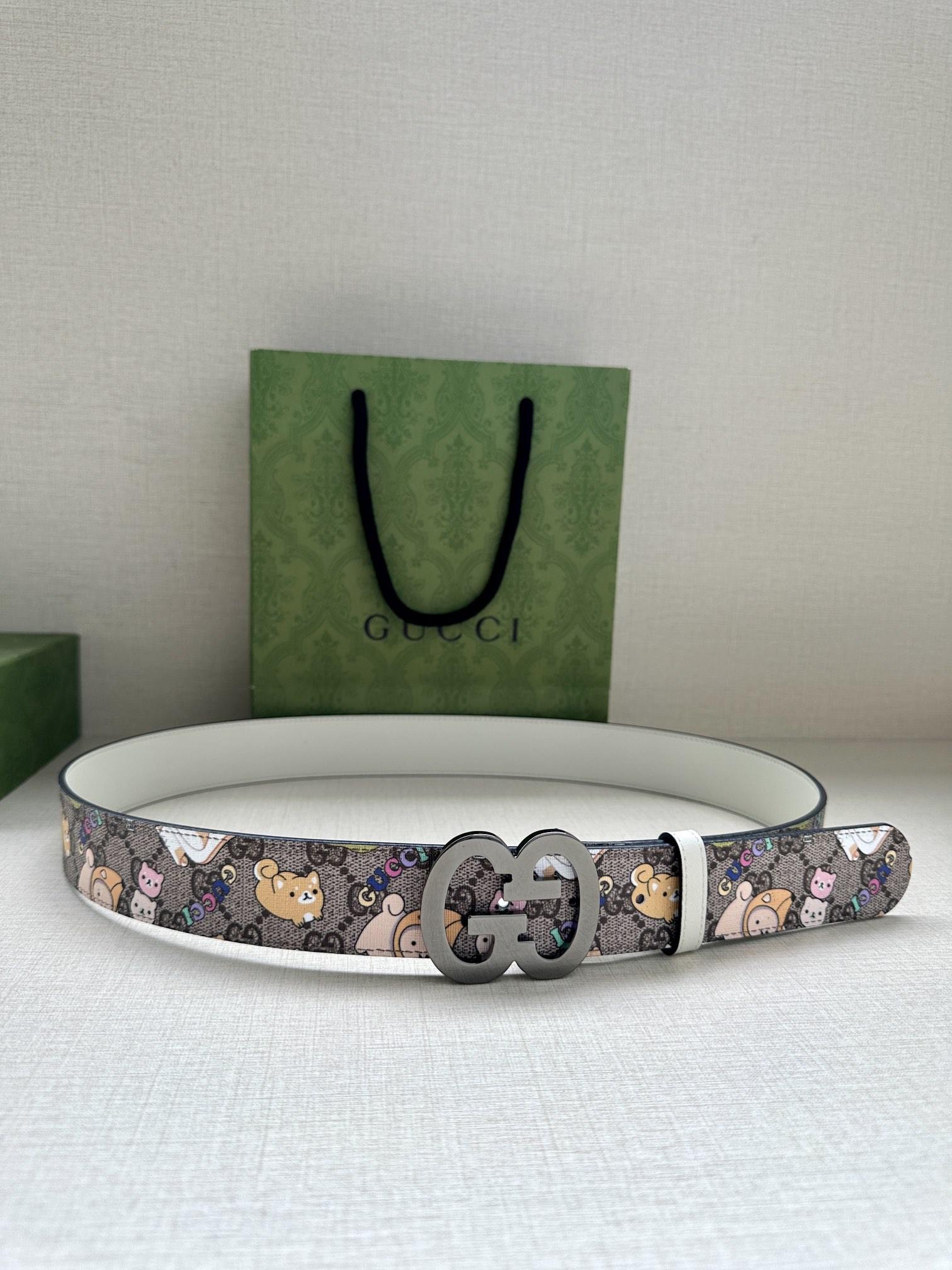 Gucci Marmont series printed leather belt width 3.8CM