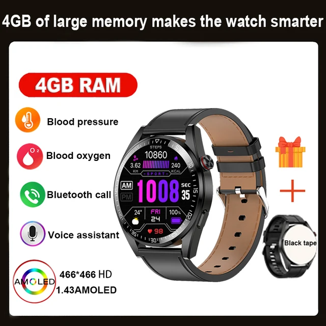 2023 New men's AMOLED Smartwatch HD Bluetooth Talk 4GB memory 466*466 full screen touch 3ATM deep waterproof smartwatch for men