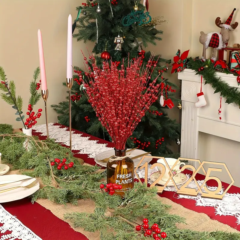 🎄Early Christmas Sale 49% OFF🔥Glitter DIY Artificial Berry Tree Branch Decoration
