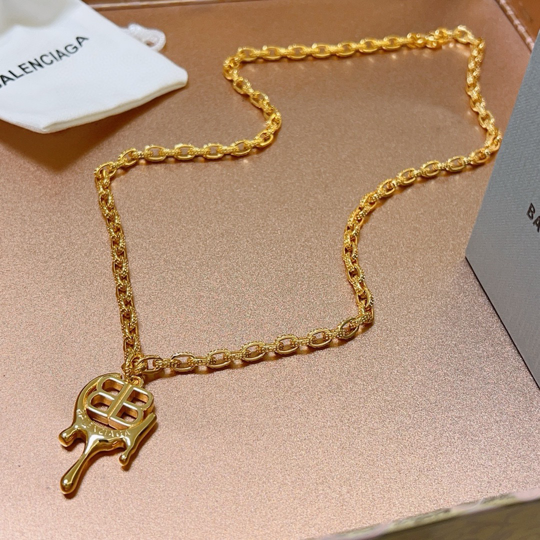 Balenciaga BB chain gold necklace