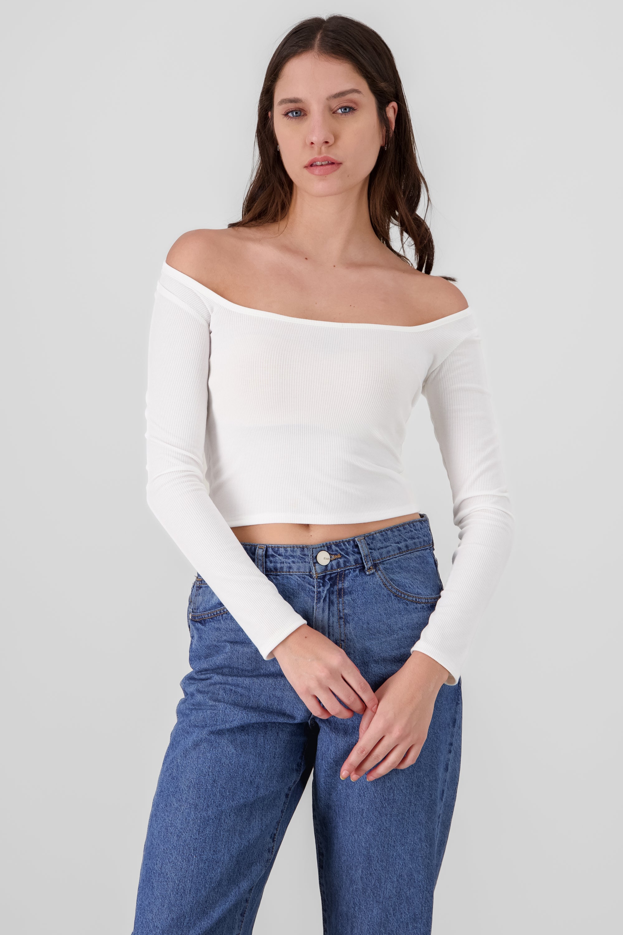 Solid Ribbed Long Sleeve Top