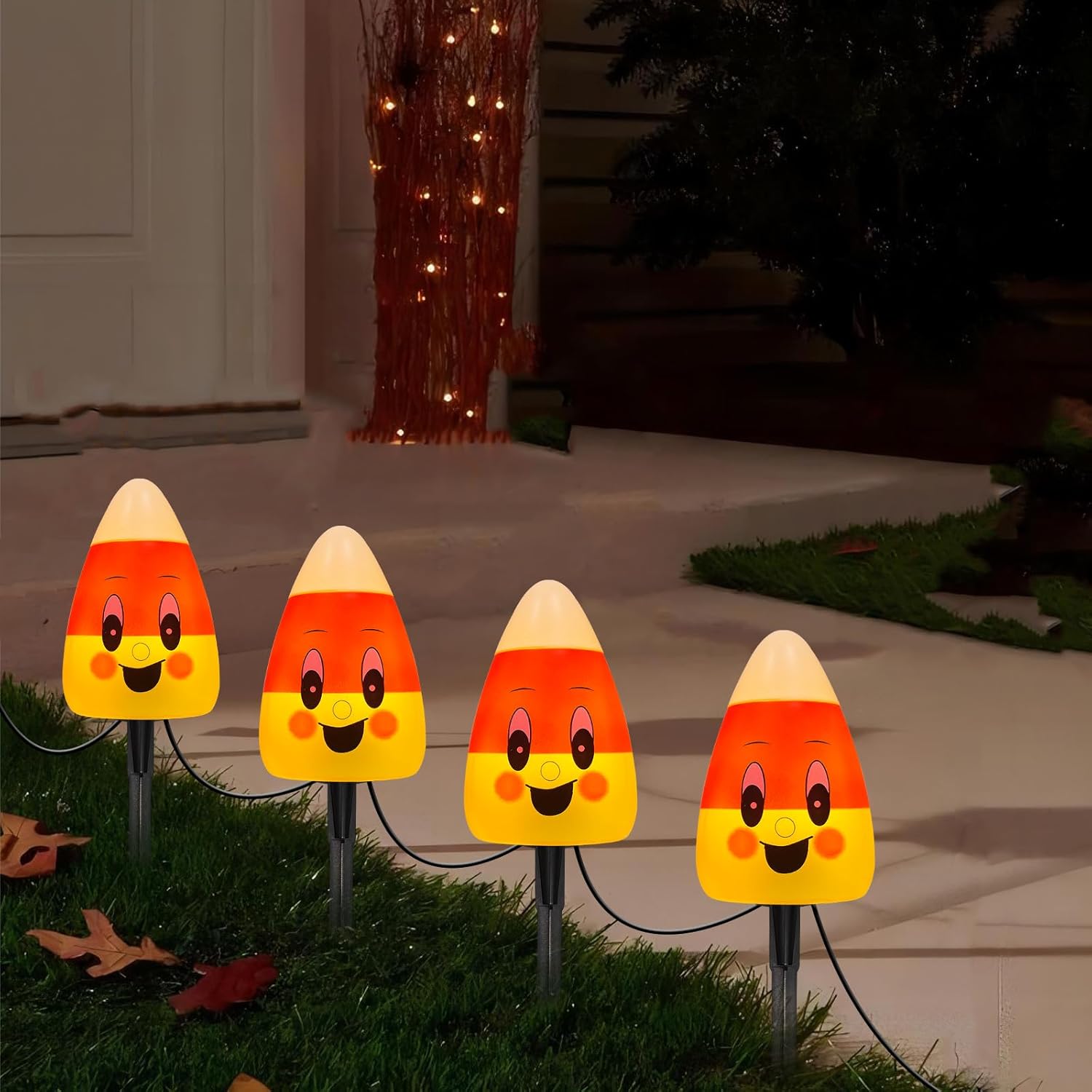 💥ON SALE💥Halloween 3D Candy Corn Pathway Outdoor String Lights, Waterproof🍬✨