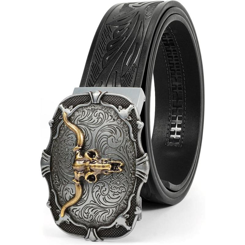 Automatic Ratchet Leather Western Cowboy Belt